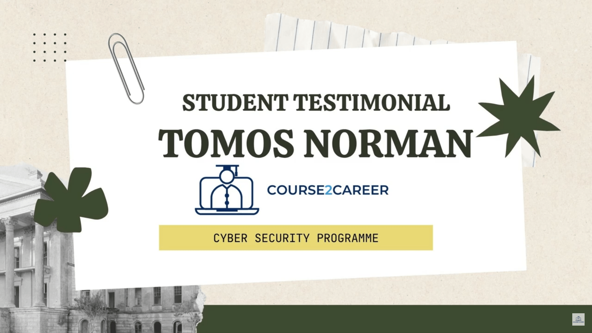 Tomos, Course2Career learner